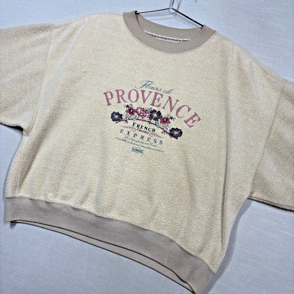 Vintage Express EXP Athletique Sweatshirt Women S‎ Beige Embroidered French
